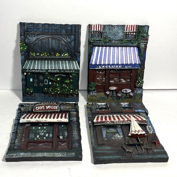 Mark St John Set of 4 Resin French 3D Wall Art Paris France Streets Cafe - Picture 1 of 7